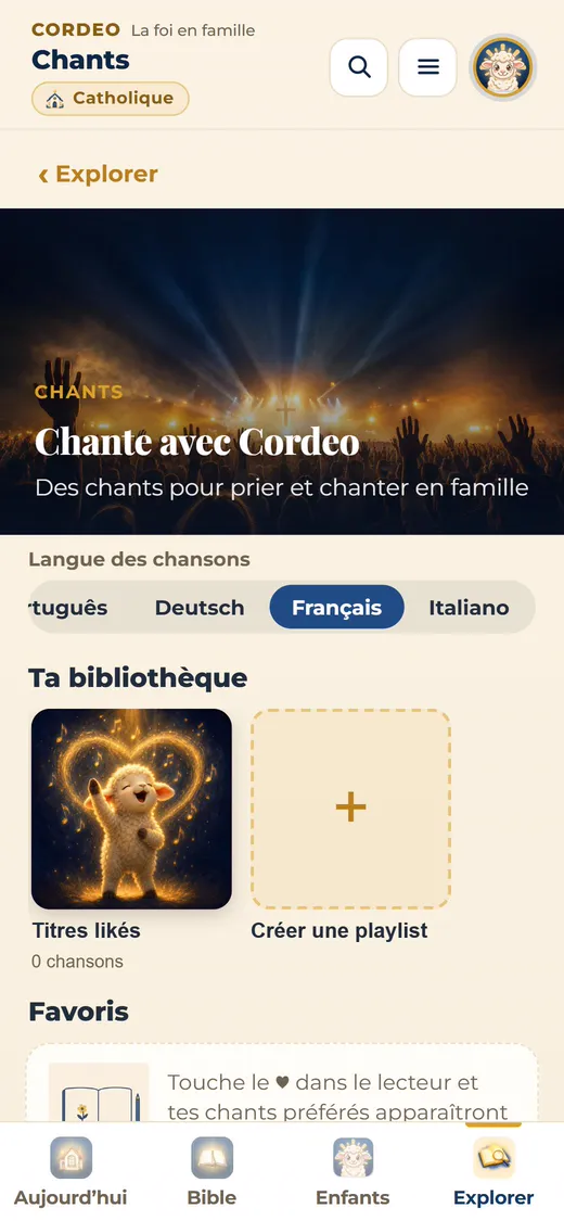 Espace louange avec les chants de Cordeo.