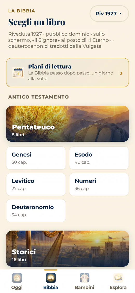 La Bibbia in Cordeo: elenco dei libri con i capitoli.